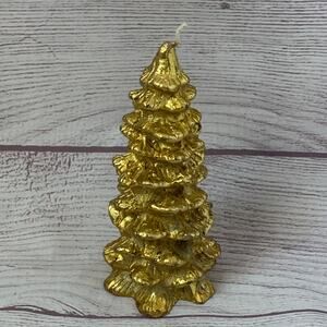Vintage Chesapeake Bay Candle Gold Christmas Tree Candle 5"